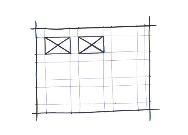 Brainstorming sketch of two dimensional layout grid