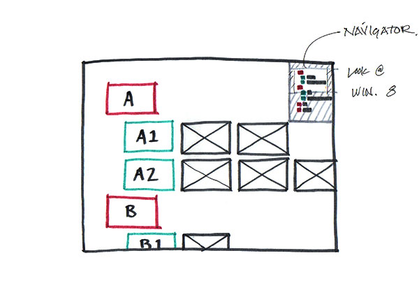 Brainstorming sketch of a mini viewer to assist in navigation