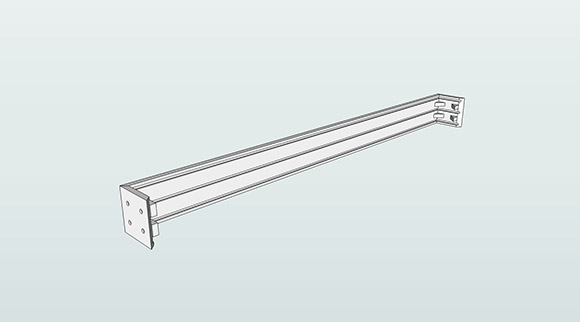 3D rendering three quarters sideview of the internal tracks that hold the glass on two sides